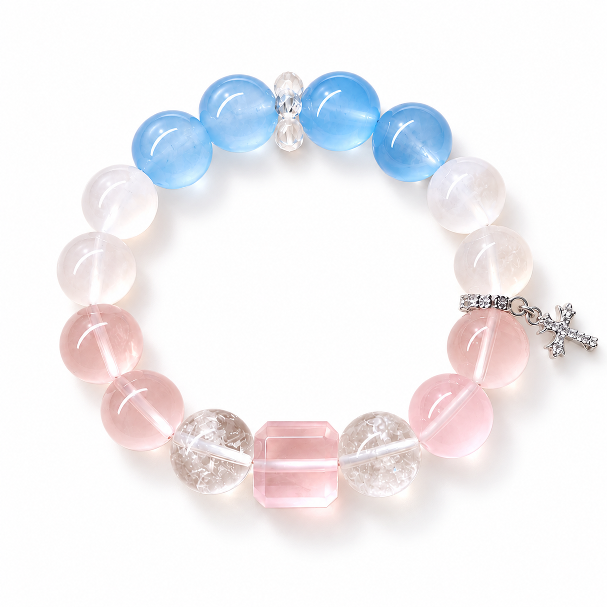 Sky Blush Charm Crystal Bracelet