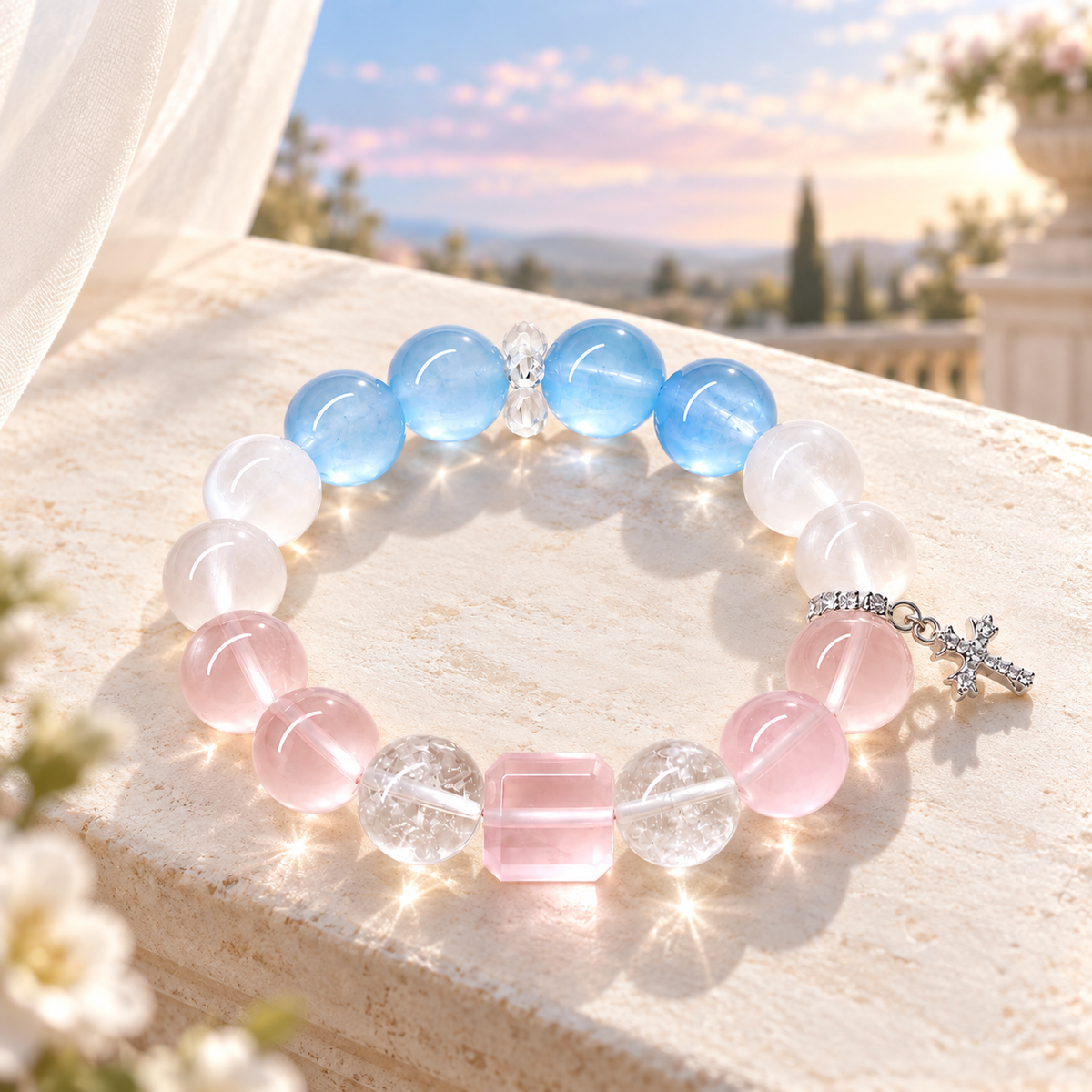 Sky Blush Charm Crystal Bracelet