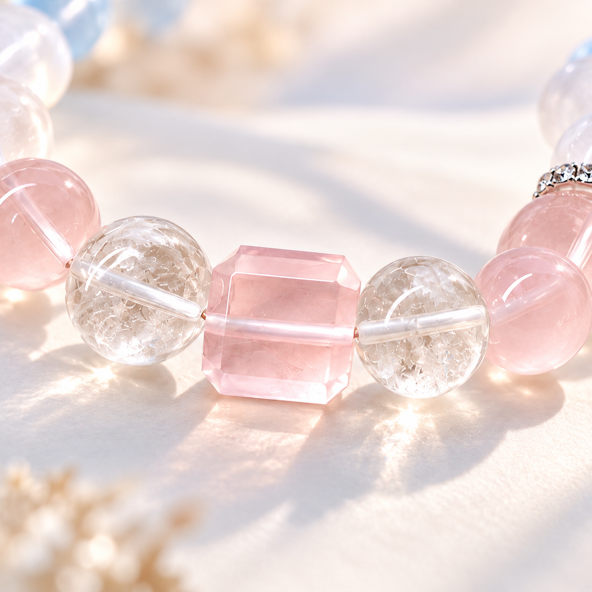 Sky Blush Charm Crystal Bracelet